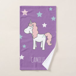 Meisjes Schattig Magisch Paars Eenhoorn Bad Handdoek
