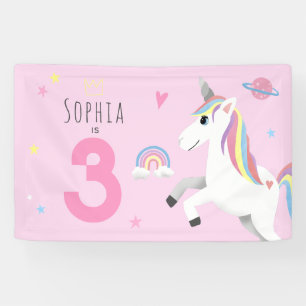 Meisjes Schattig Meisje Roze Eenhoorn Kids Verjaar Spandoek