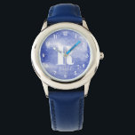 Meisjes Schattig Monogram Waterverf Galaxy & Naam  Horloge<br><div class="desc">Dit prachtige kinderen horloge heeft een elegant waterverf sterrenstelsel. Dit prachtige nachtelijke hemelontwerp heeft ook een plek voor u om de naam van uw meisje en een monogram toe te voegen. Het perfecte ruimte thema ontwerp voor uw kleintje!</div>