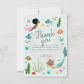 Meisjes Schattig Onder de Zee Zeemeermin Verjaarda Bedankkaart (Voorkant)