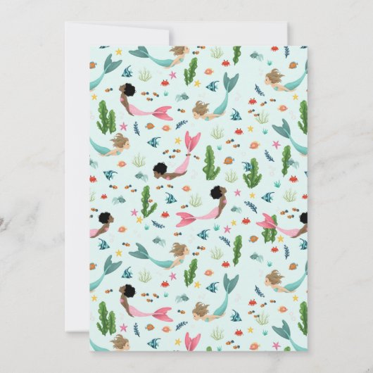 Meisjes Schattig Onder het Zee Zeemeermin 6e Verja Kaart (Achterkant)