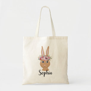 Meisjes Schattig paaskonijn en naam Tote Bag