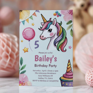 Meisjes Schattig Pastel Eenhoorn Kinderen Verjaard Kaart
