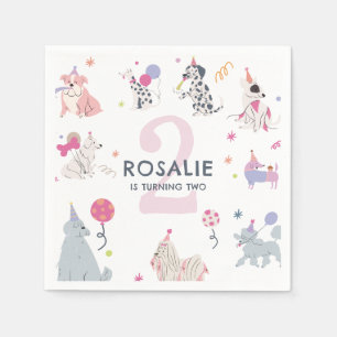 Meisjes Schattig Pastel Hond Laten we Feestje Verj Servet