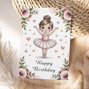 Meisjes Schattig Persoonlijk Ballerina Verjaardag Kaart