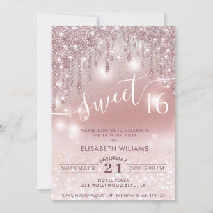 Meisjes schattig roos glittery druppelt ombre kaart