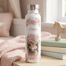 Meisjes Schattig Roze Bloem Paard Gepersonaliseerd