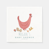 Meisjes Schattig Roze Boerderij Kip Baby shower Servet (Voorkant)