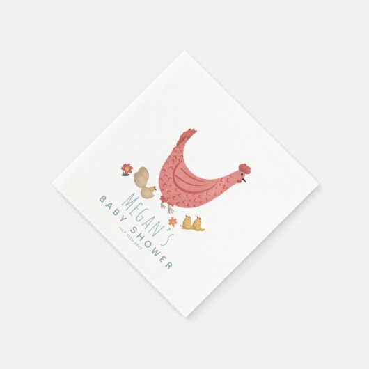 Meisjes Schattig Roze Boerderij Kip Baby shower Servet (Hoek)