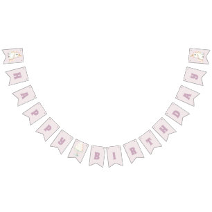 Meisjes Schattig Roze Eenhoorn Verjaardag Vlaggetjes