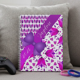 Meisjes Schattig Roze Paarse Bloemen En Strik Planner