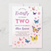 Meisjes Schattig Roze Paarse Vlinder Kinder 2e Ver Kaart (Voorkant)