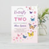 Meisjes Schattig Roze Paarse Vlinder Kinder 2e Ver Kaart (Staand voorkant)