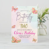 Meisjes Schattig Roze Paarse Vlinder Kinder 2e Ver Kaart (Staand voorkant)
