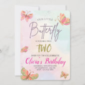 Meisjes Schattig Roze Paarse Vlinder Kinder 2e Ver Kaart (Voorkant)