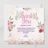 Meisjes Schattig Roze Paarse Vlinder Kinderen Verj Bedankkaart (Voorkant)