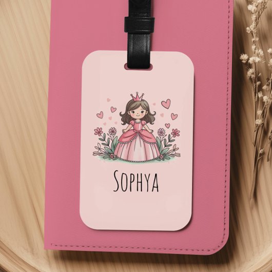 Meisjes Schattig Roze Prinses Kinderen Bagagelabel
