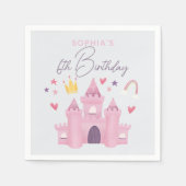 Meisjes Schattig Roze Prinses Paleis Kinder 6e Ver Servet (Voorkant)