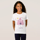 Meisjes Schattig Roze Prinses Paleis Kinder T-shirt (Voorkant volledig)