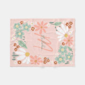 Meisjes Schattig Roze Retro Wilde Bloem Initialen Fleece Deken (Voorkant (Horizontaal))