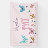 Meisjes Schattig Roze Vlinder Kids Verjaardag Spandoek (Verticaal)