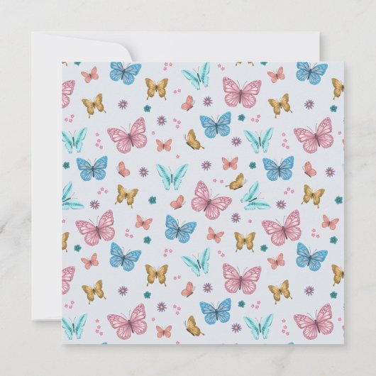 Meisjes Schattig Roze Waterverf Vlinder Kinder Bedankkaart (Achterkant)