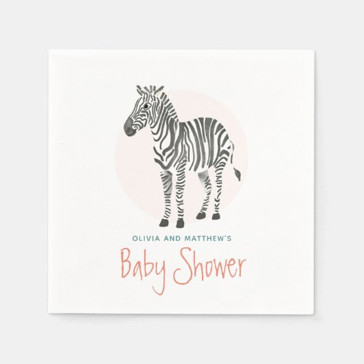 Meisjes Schattig Zebra Safari Baby shower Servet (Voorkant)