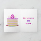 Meisjes Schattige 8e verjaardag gepersonaliseerd Kaart (Binnen)