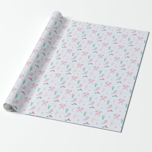 Meisjes Schattige Axolotl Pattern Kids Verjaardag Cadeaupapier (Uitgerold)