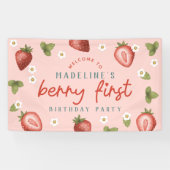 Meisjes Schattige Berry Eerste Kinder Verjaardag W Spandoek (Horizontaal)