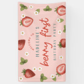 Meisjes Schattige Berry Eerste Kinder Verjaardag W Spandoek (Verticaal)