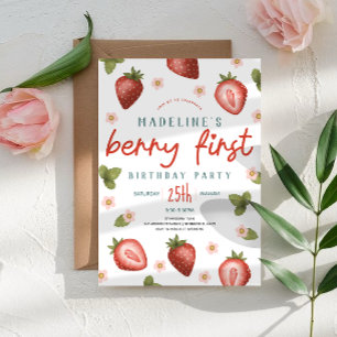 Meisjes Schattige Berry Eerste Kinder Zomerverjaar Kaart