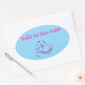 Meisjes Schattige Blauw Praat met het staartpaard  Ovale Sticker (Envelop)