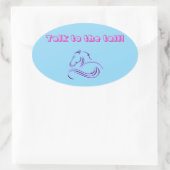 Meisjes Schattige Blauw Praat met het staartpaard  Ovale Sticker (Tas)