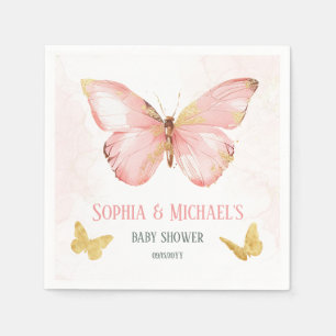 Meisjes Schattige Blush Pink Butterfly Baby shower Servet
