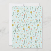Meisjes Schattige Boho Wildflower Floral Baby show Kaart (Achterkant)
