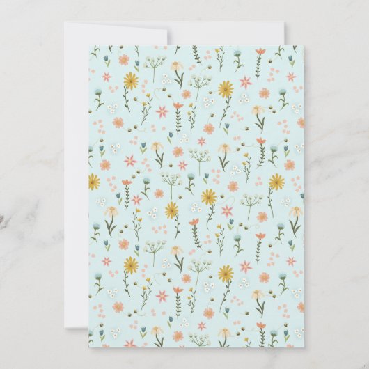 Meisjes Schattige Boho Wildflower Floral Baby show Kaart (Achterkant)