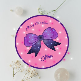 Meisjes Schattige Bow Merry Christmas aangepaste n Ronde Sticker