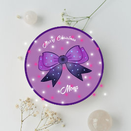 Meisjes Schattige Bow Merry Christmas aangepaste n Ronde Sticker
