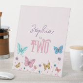 Meisjes Schattige Butterfly Kids Verjaardag Welkom Reclamebord Met Voetstuk (Insitu)