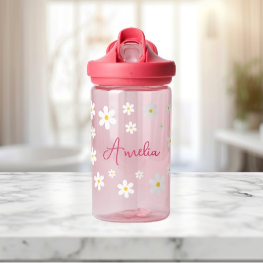 Meisjes Schattige Daisy Roze Gepersonaliseerde Wat Waterfles