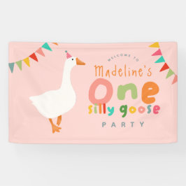 Meisjes Schattige Een Gekke Gans 1e Verjaardag Wel Spandoek