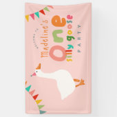 Meisjes Schattige Een Gekke Gans 1e Verjaardag Wel Spandoek (Verticaal)