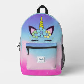 Meisjes Schattige Eenhoorn Regenboog Monogram Bedrukte Rugzak (Voorkant)