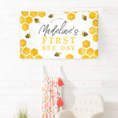 Meisjes Schattige Eerste Bijen Dag 1e Verjaardag W Spandoek (Insitu)