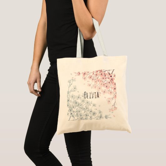 Meisjes Schattige en Elegant Bloemen Canvas tas (Voorkant (product))