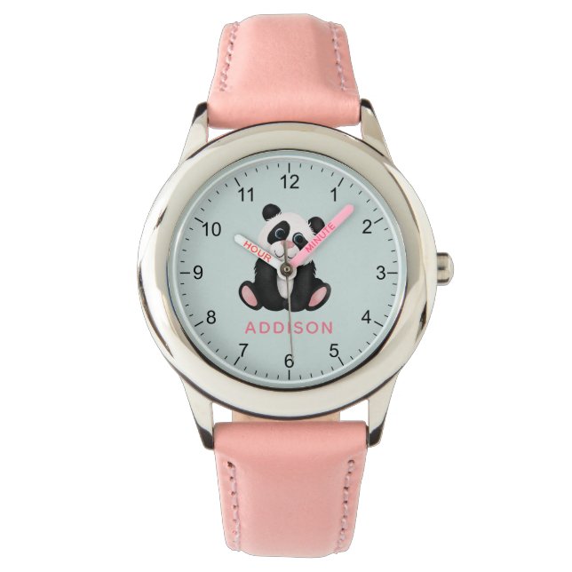 Meisjes Schattige en minimalistisch Panda Beer Kin Horloge (Voorkant)