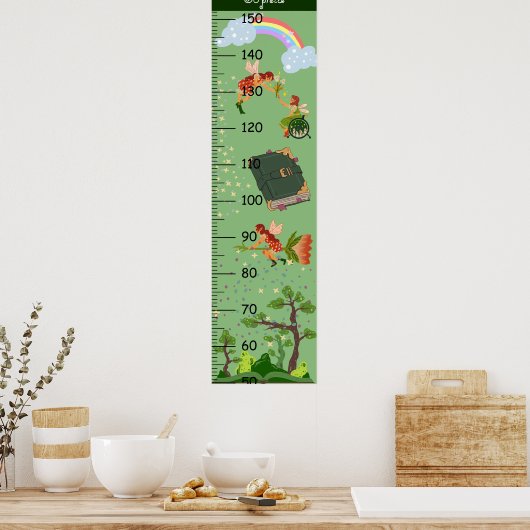 Meisjes Schattige Fairy Groei Grafiek Metrisch Poster (Keuken)