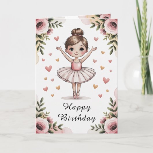 Meisjes Schattige gepersonaliseerde ballerina verj Kaart (Voorkant)