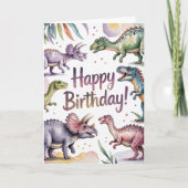 Meisjes Schattige gepersonaliseerde dinosaurusverj Kaart (Voorkant)